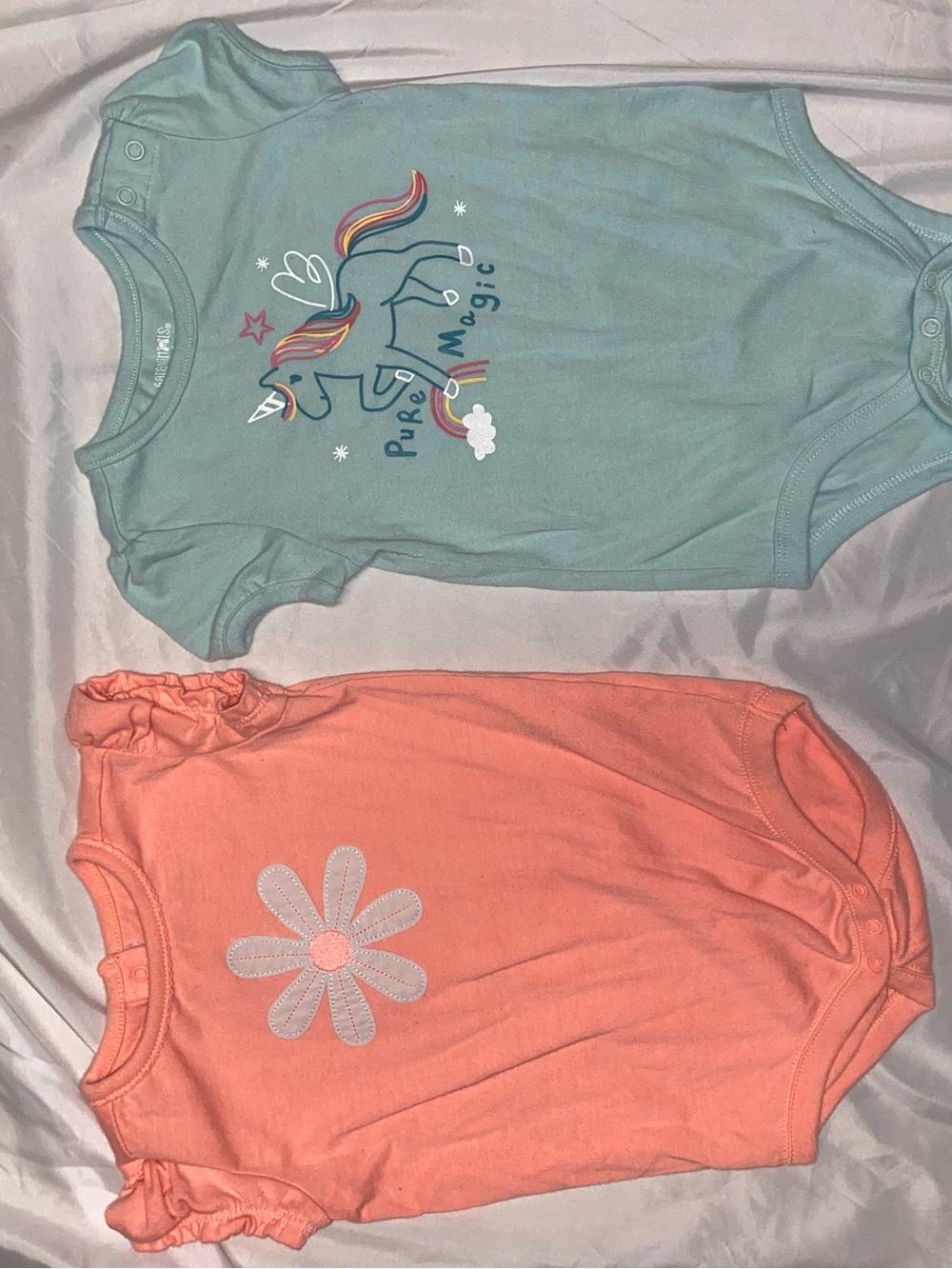 Gymboree Aqua Unicorn & Coral Daisy Bodysuit Set